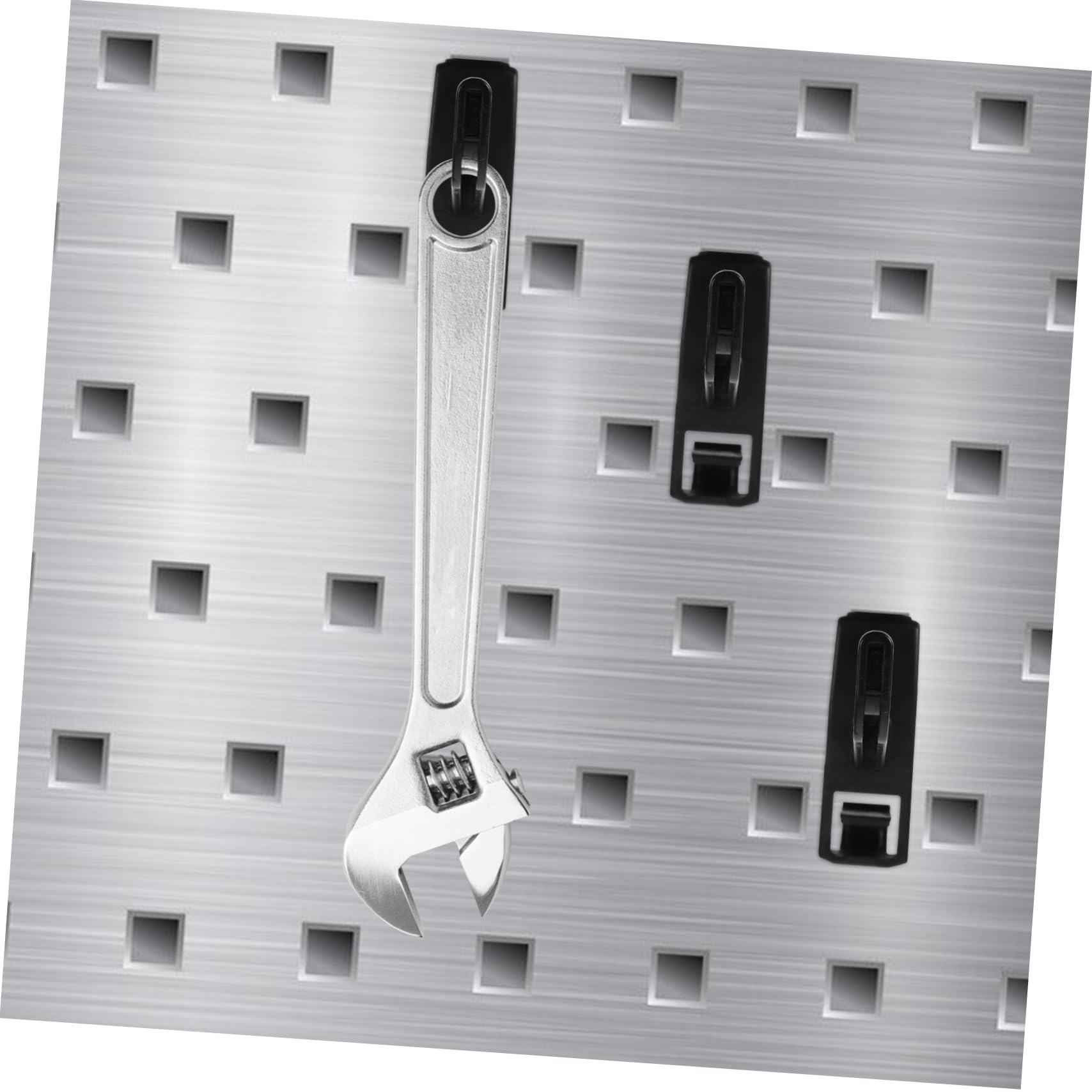 Ganci per Pegboard a Foro Quadrato 10 Pezzi in Plastica Nera, Compatibili per Attrezzi, Design Salvaspazio per Garage e Casa
