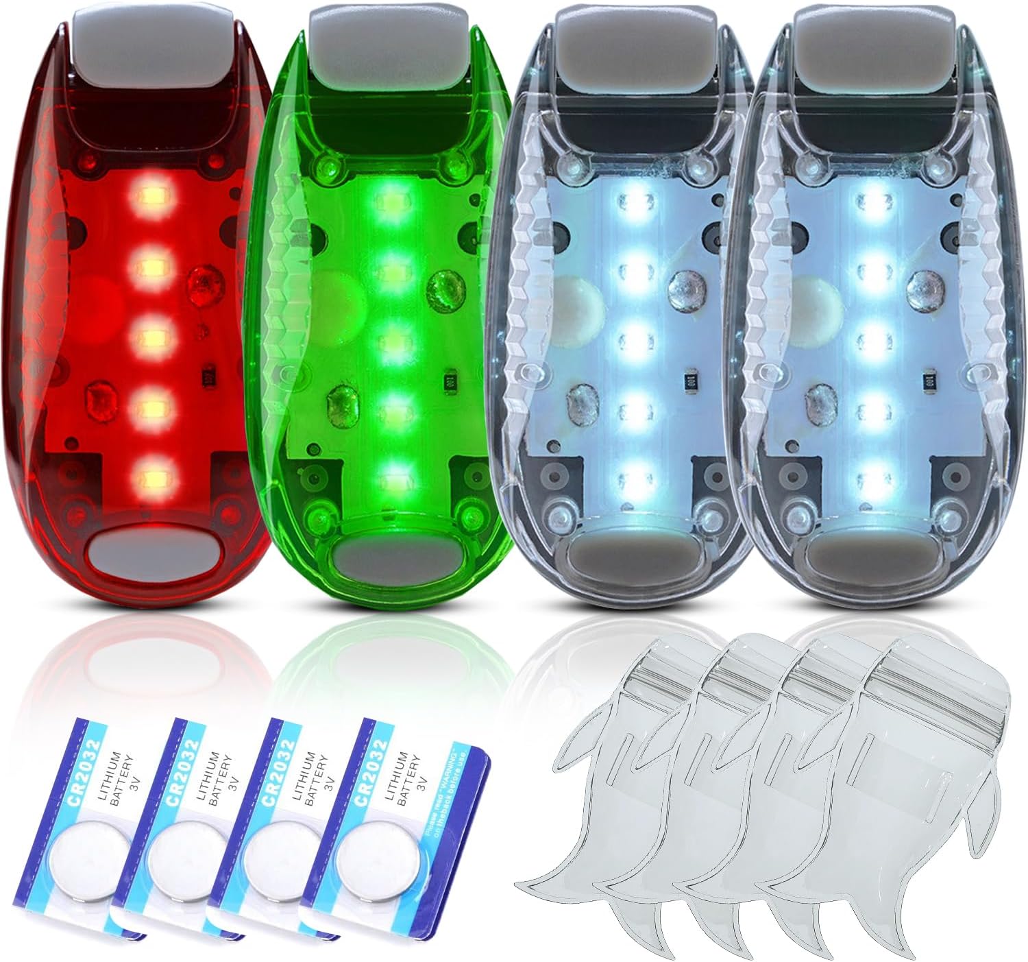 4pcs LED Safety Lights with IPX8 Waterproof Case, 3 Modes Flashing Light Clip-On Kit for Boat Bow, Stern, Kayak, Bike Taillight, Running Jogging Walking Cycling for Kids Dogs Bicycle Helmet