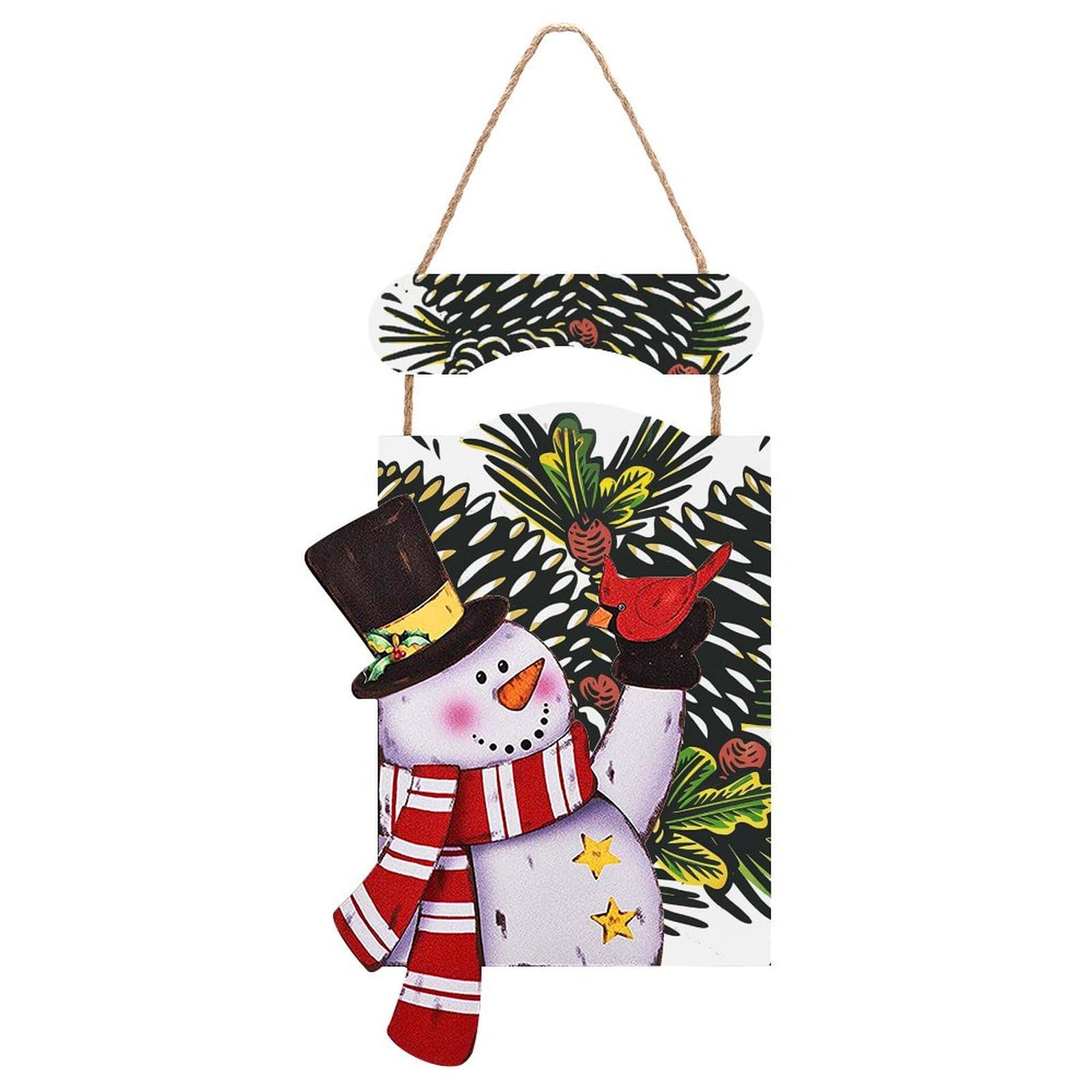 Peinture de Noel bonhomme de neige suspendre pour deco salon chaleureuse