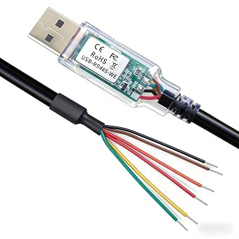 USB to RS485 Serial Cable, USB to RS485-WE Wire End UART Converter with FT232 Chipset, 6-Way Tinned Wire Ends for Industrial Communication - 1.8m / 6ft
