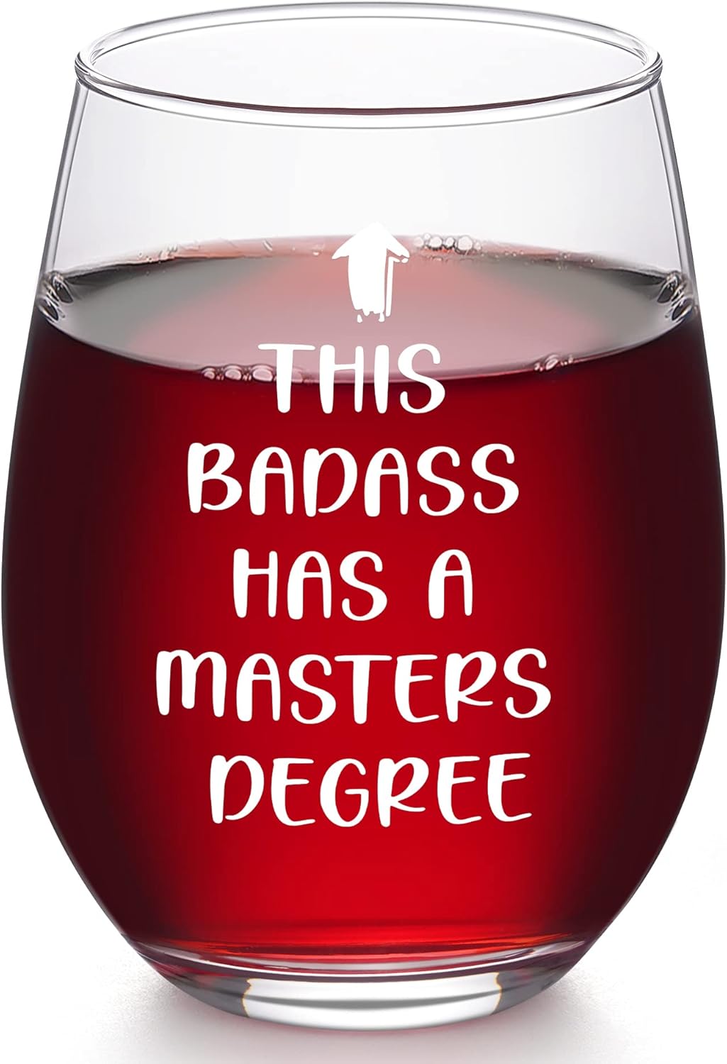 Futtumy Graduation Gifts, This Badass Has a Masters Degree Stemless Wine Glass for Her Women Sister Friends Graduates School Students Congrats Grad Party, Masters Degree Graduation Gifts for Her, 17Oz