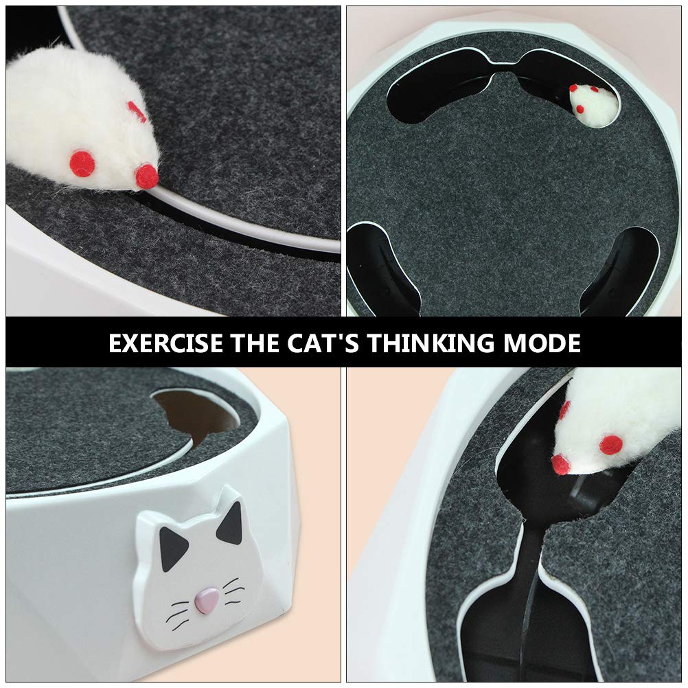 UKCOCO Elektrisches Mäusejagd Spielzeug für Katzen, Interaktiv, Abs | Automatisches Versteckspiel für Katze und Kätzchen, Weiß, 3 Stück Aa Batterien