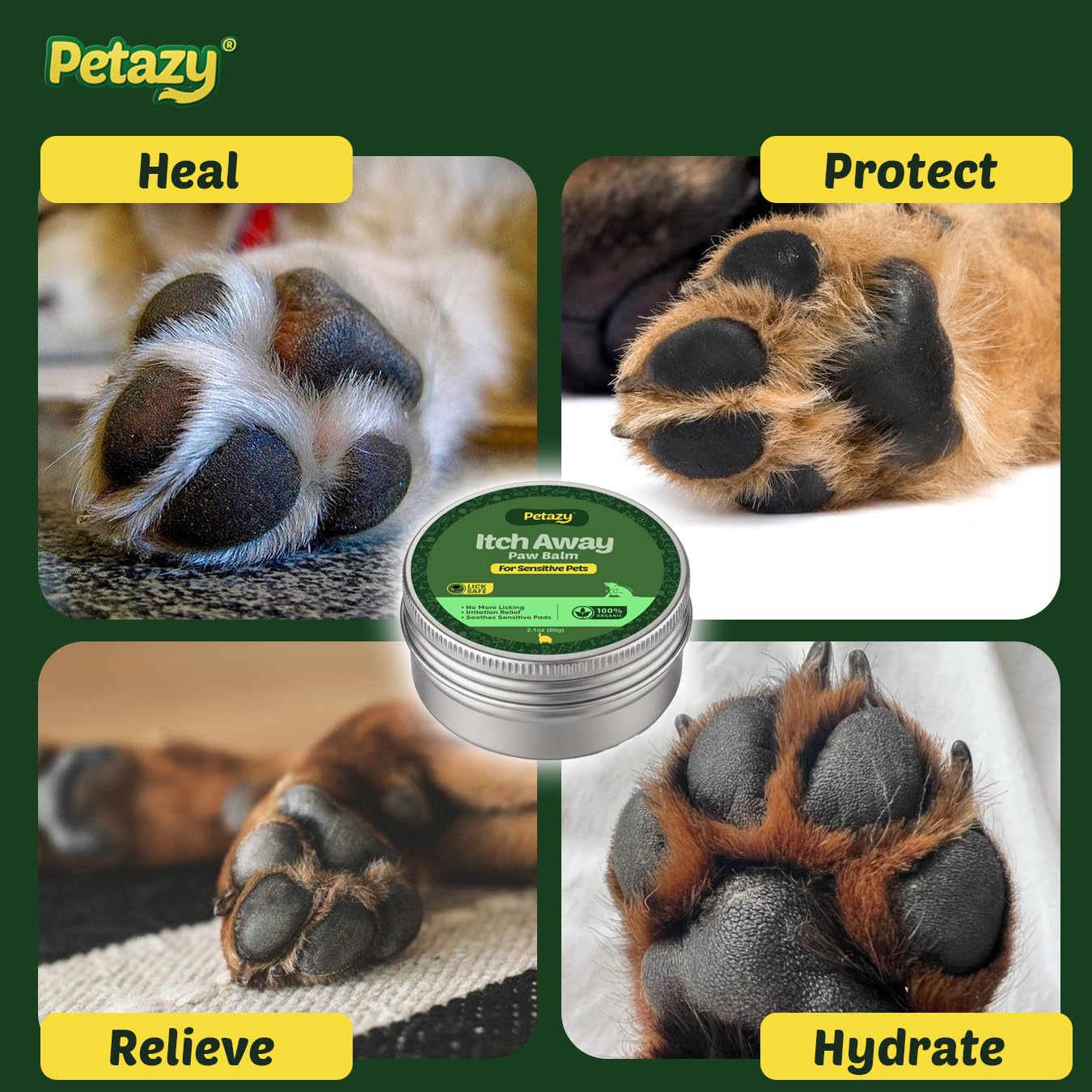 Itch Away Dog Paw Balm for Dogs - Soothes Itchy & Irritated Paws, Natural Nose & Paw Wax with Beeswax, Shea Butter, Coconut Oil, Aloe, Oat, & Vitamin E, Relief for Allergies and Sensitive Pets - image 7