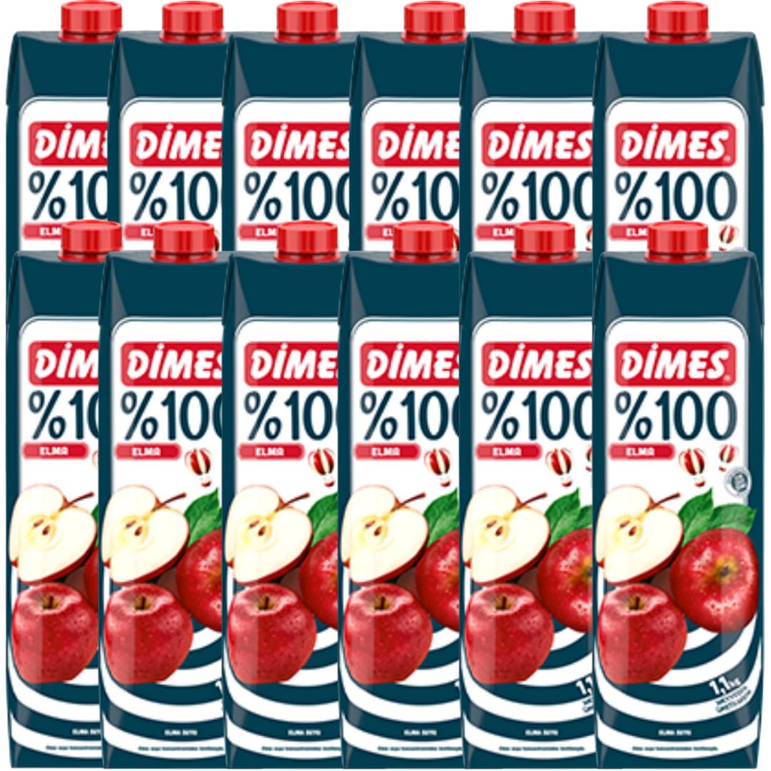 Dimes 100 % Apfelsaft – 1 L Flasche | Direktsaft ohne Zusatzstoffe, 12 ER