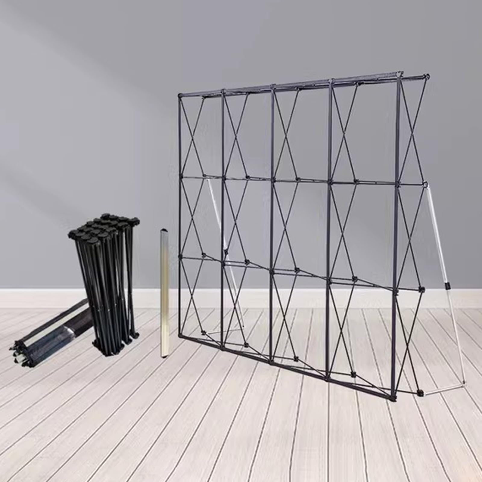 Présentoir en Tissu Tendu Stand Pop-up Pliable en Tissu Occultant de 2 X 3 M, Support D'exposition pour Toile de Fond D'affiche à Tension Droite, Présentoir de Marché / Magasin en Fer(2.3x5.3m (7.5x17