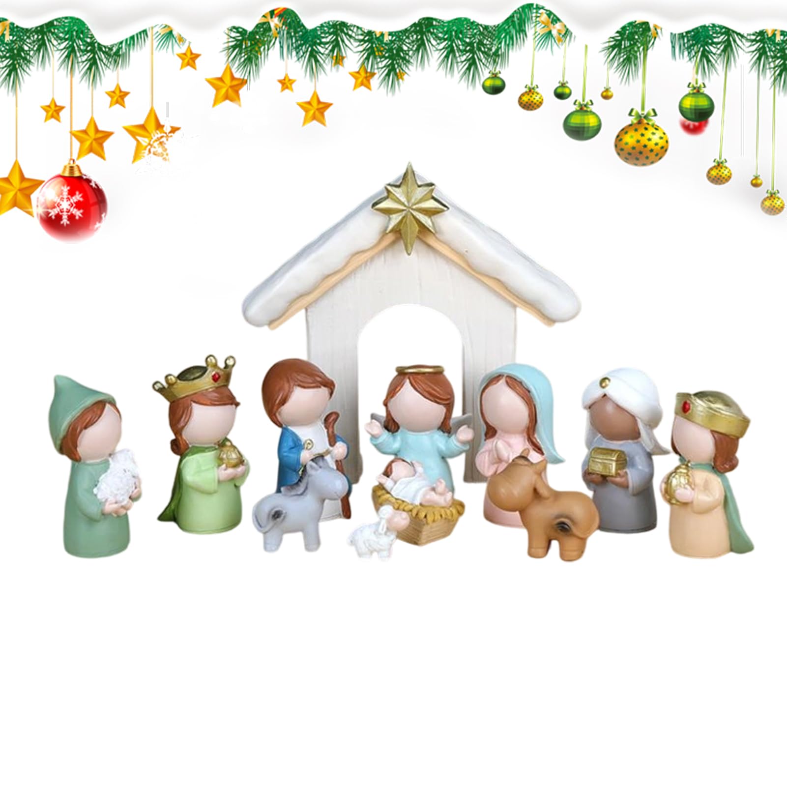 Weihnachtskrippe Set 12 Teile Harz Religiöse Krippe