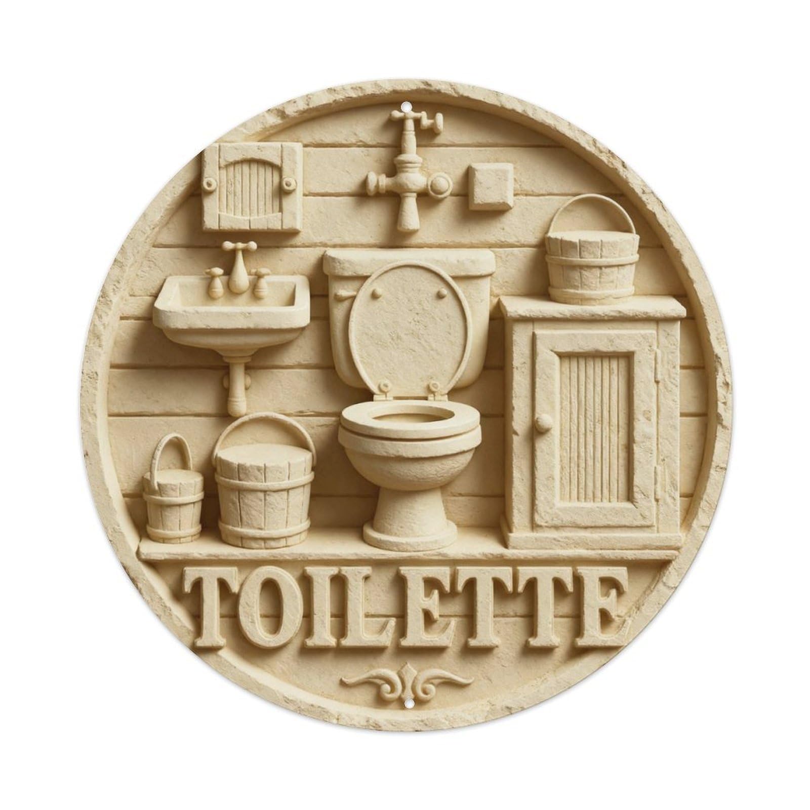 Zlatcbu Vintage Toilet Sink Bucket Cabinet Faucet Door Metal Tin Sign Retro Wall Art Poster, Decor For Home Living Room Bar Cafe Garage, 8X8 Inch