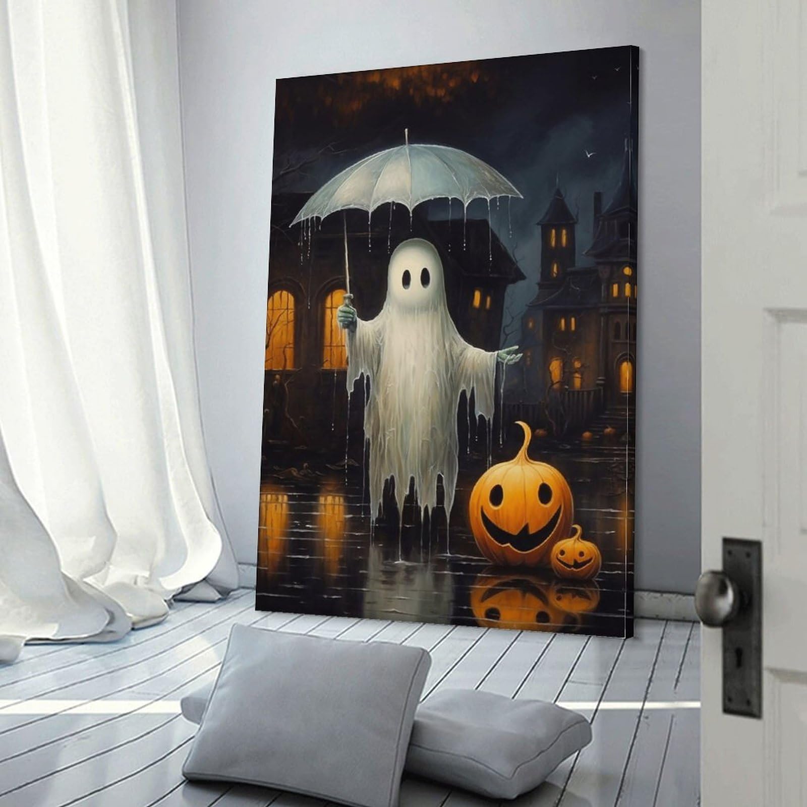 Amazon.com: LohxA Ghost Holding Umbrella in The Rain Print, Dark