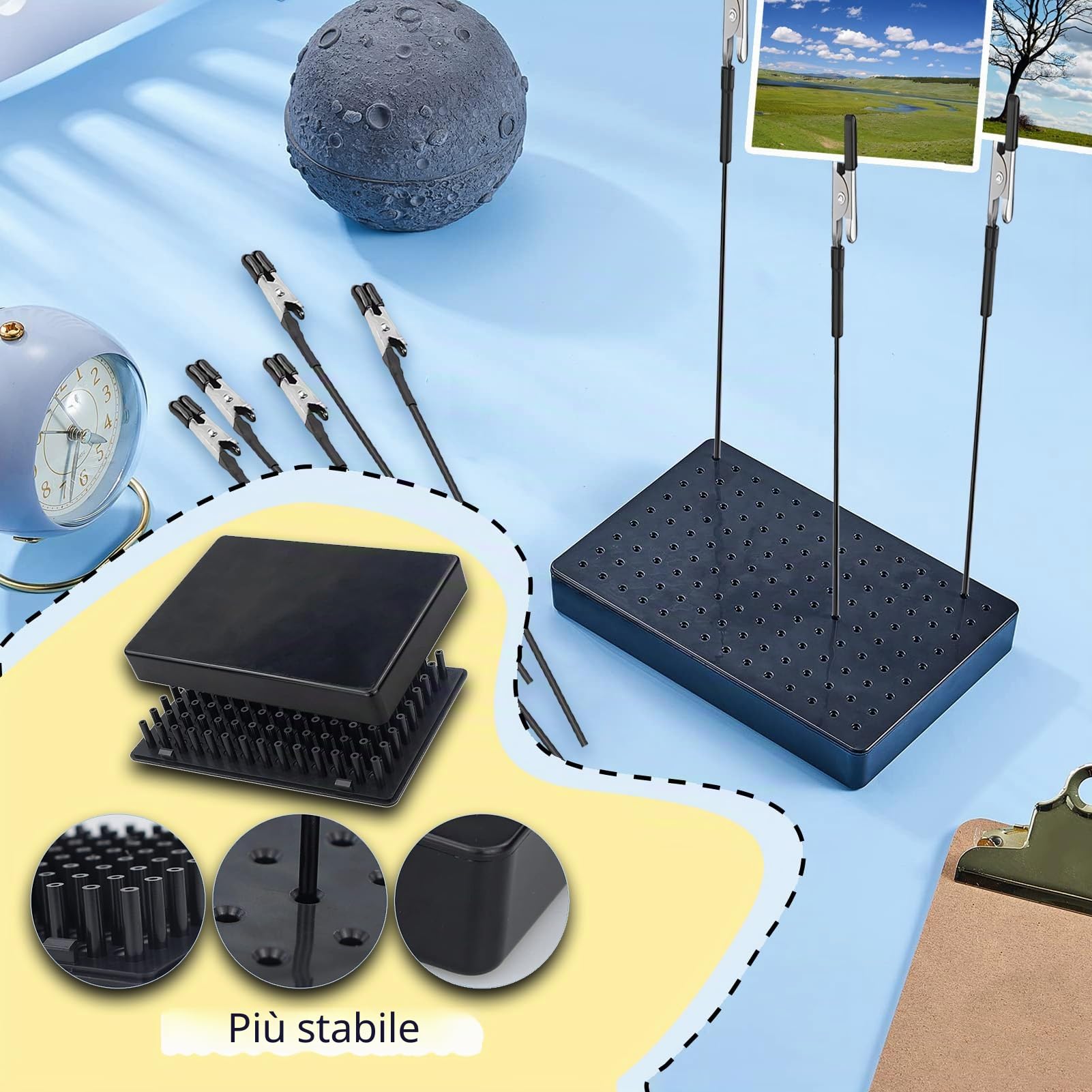 Accessori per modellismo, 10 x base di colori, 1 spazzola e 1 battuta. Clip a coccodrillo resistenti e stabili. Ideale per modellazione, strumenti aerografo e saldatura a mano.