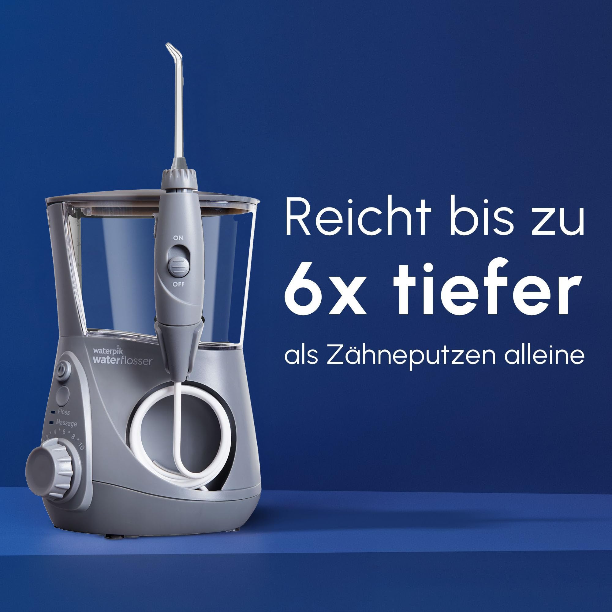 Waterpik Water Flosser Ultra Professional, Testsieger 2025, Precision Pulse Technology, TÜV Siegel, bis zu 99,9% Plaque Entfernung, 6x Aufsätze, 10 individuelle Modi, integrierter Timer, Grau