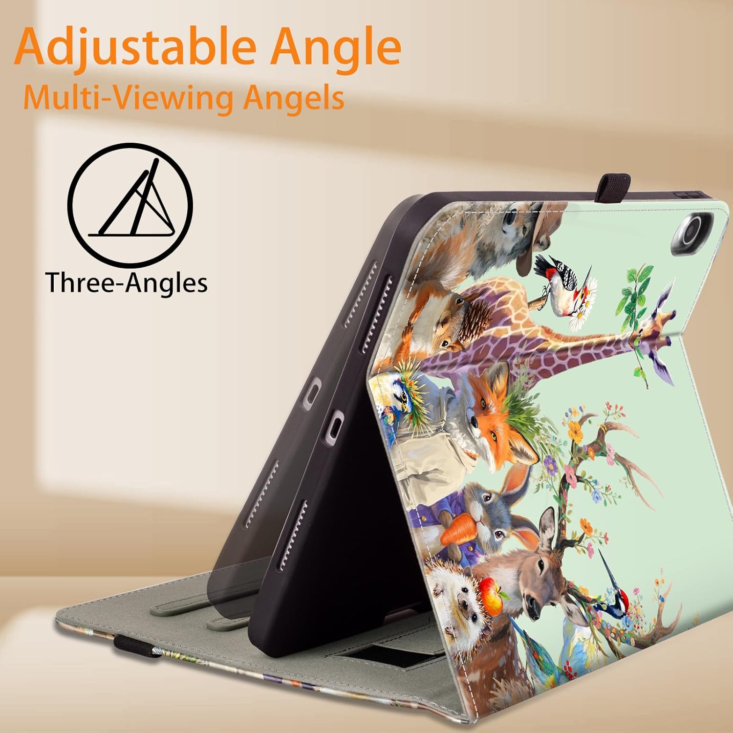 Case for iPad (A16) 11 Inch, for iPad 10th Generation 10.9 Inch Case with Pocket & Pencil Holder, Multi-Angle Viewing Soft PU Leather iPad 10th Gen Protective Cover, Animal Party