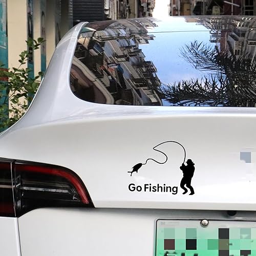Miniatura 3 de Tskijun Adhesivo de pesca para deportes al aire libre, parachoques de automóvil, para mujerhombre, calcomanías de vehículos de pesca para