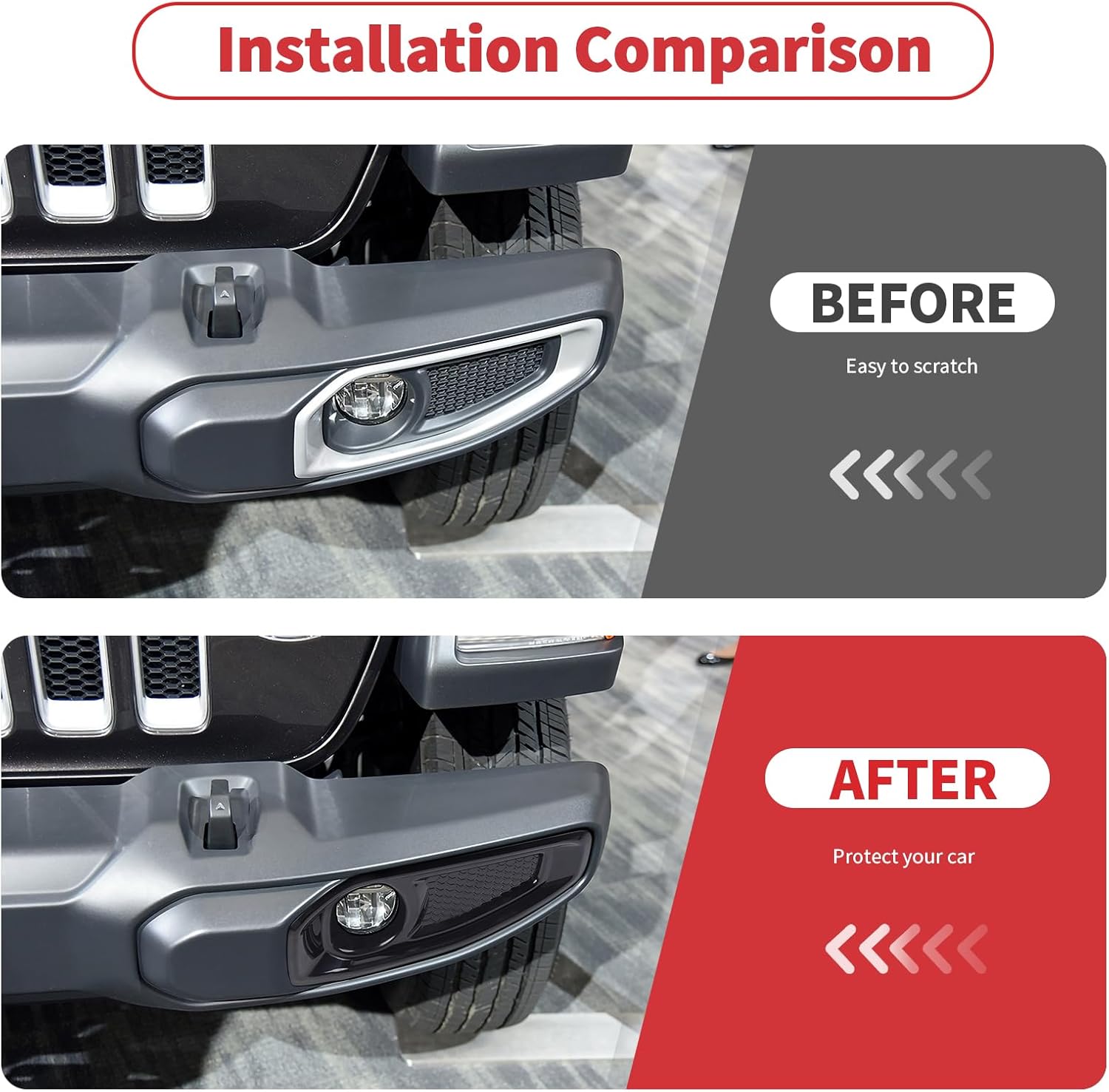 Linskip Fog Light Covers Compatible with Jeep Wrangler JL/Gladiator JT 2018-2024 2025, Fog Lamp Cover for Jeep Wrangler Exterior Accessories(Black)