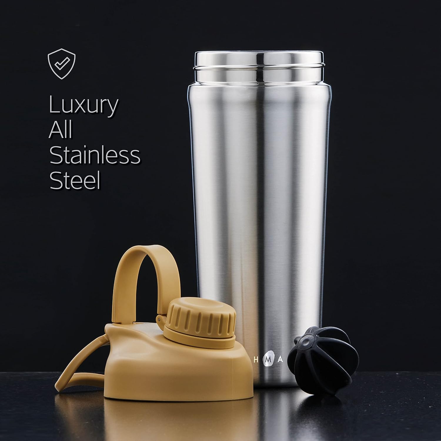 Earthmade Protein Shaker Bottle Stainless Steel, 26 oz Insulated Shaker Bottles for Protein Mixes Keeps COLD for 30 hours, ADDED 2 Extra Ring Guards/Leakproof - Image 8