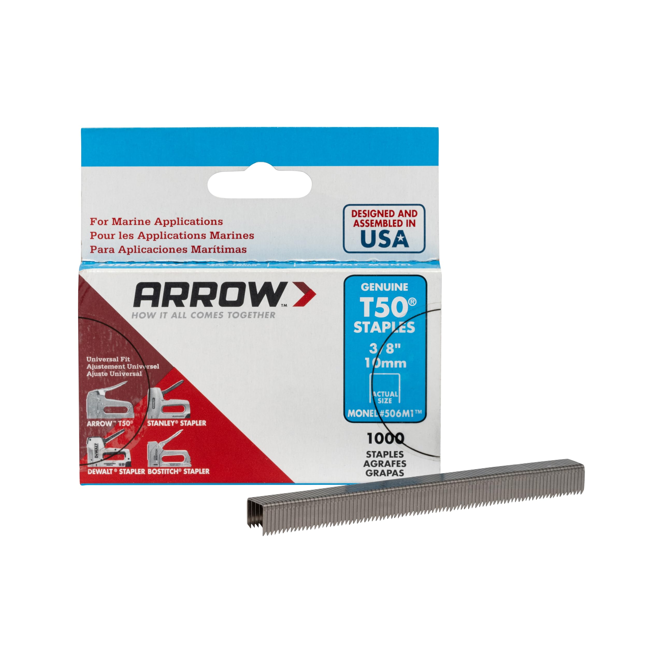 Arrow Staples T50 Box 1000 - Monel 3/8"