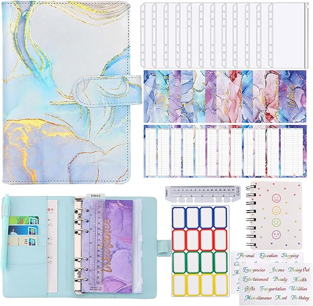 Budget planner,budget binder A6 Notebook,budgetplaner money organizer ,money saving wallet binder,6 holes ring binder,with 12 Transparent cash envelopes,with 12 budget sheet,With ruler and sticker