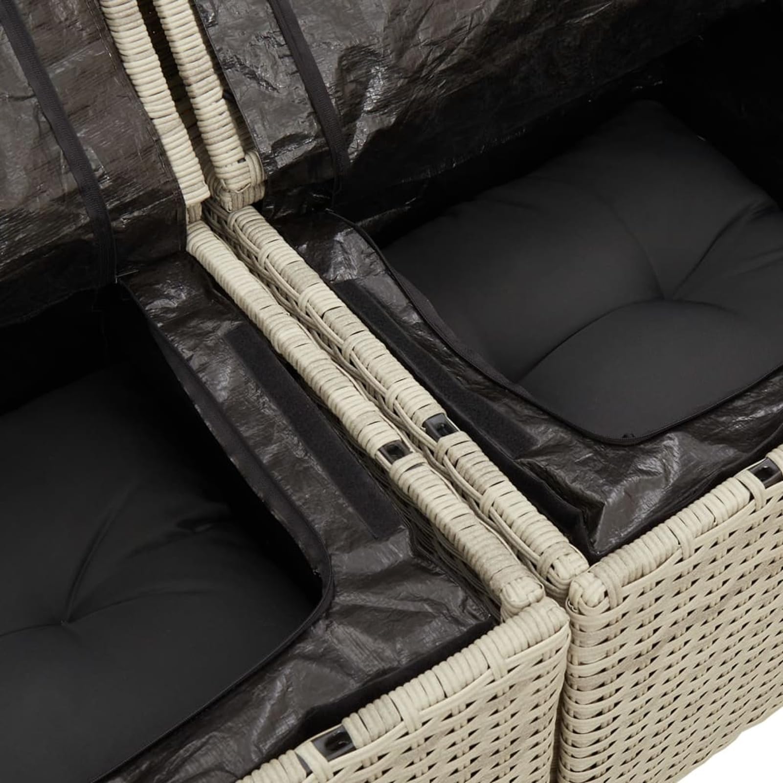 Divano da Giardino con Cuscini 3 Posti Grigio Chiaro Polyrattan,Divano da Giardino da Esterno,Divani da Giardino,Arredamento da Giardino-366194