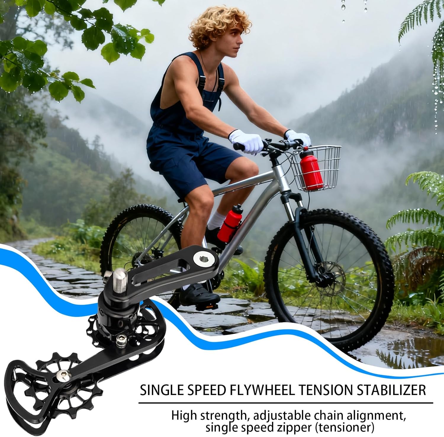 Chain Guide Single-Speed Bicycle Attachment, Heavy-Duty Alloy Chain Tensioner for Outdoor Road City Street Mountain Bicycles, Stable Cycling Accessory for Competition and Daily Use