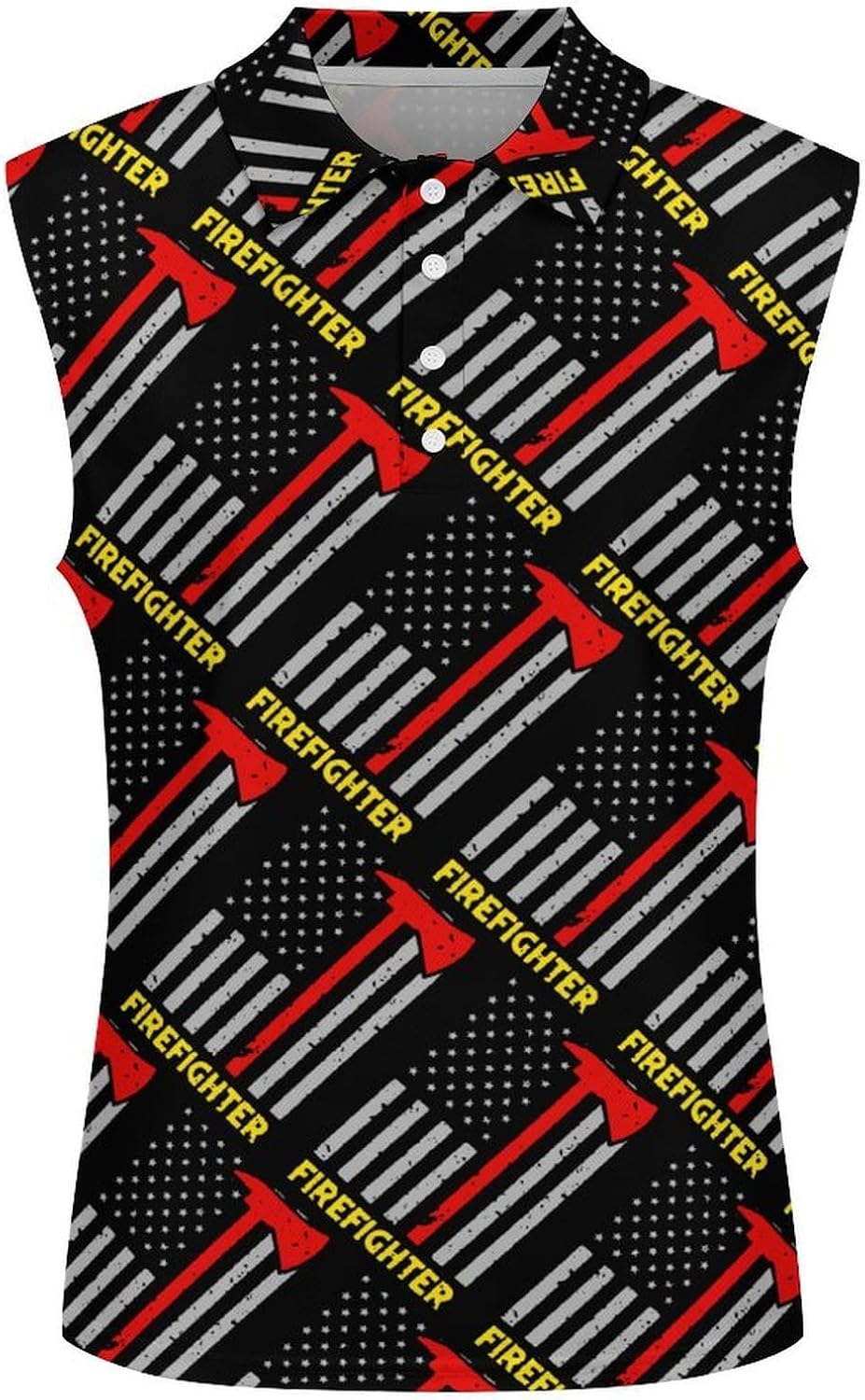 Firefighter Axe Thin Line U.S.A. Flag Women's Golf Shirt Sleeveless Polo Shirts Tank Tops Blouses