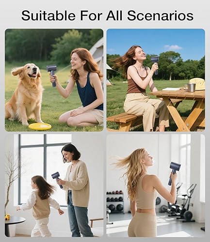 Vista 7 de 15000mAh Cordless Hair Dryer Rechargeable with Digital Screen, Travel Hair Dryer with Magnetic Nozzle, 4 Mode Portable Hair Blow Dryers for Women