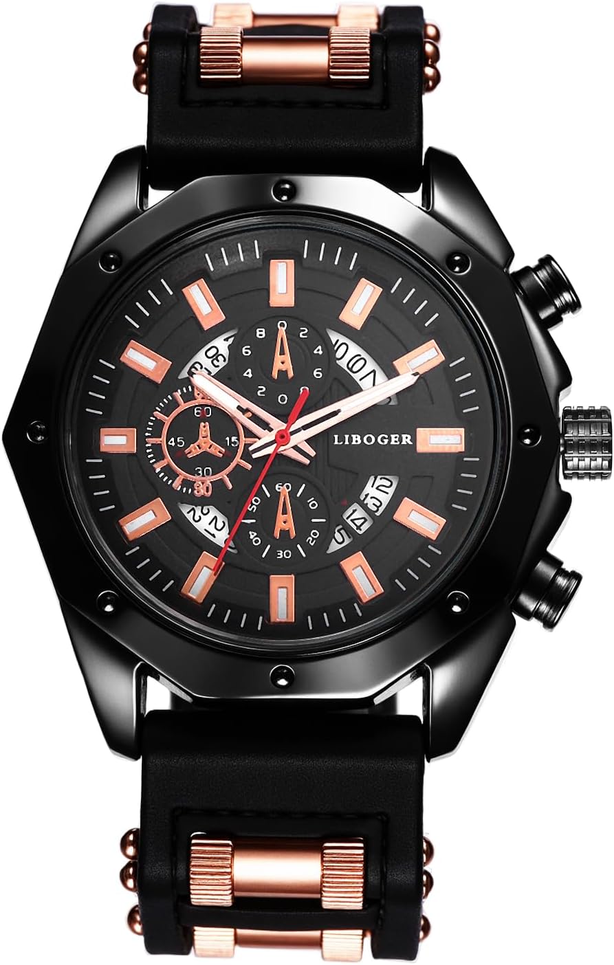 OIDEA Sports Watches for Men: Fashion Large Dial Silicon Strap Analog Quartz Quartz Wrist Watch Calendar Business Work Dress Casual Mens Watches Gifts