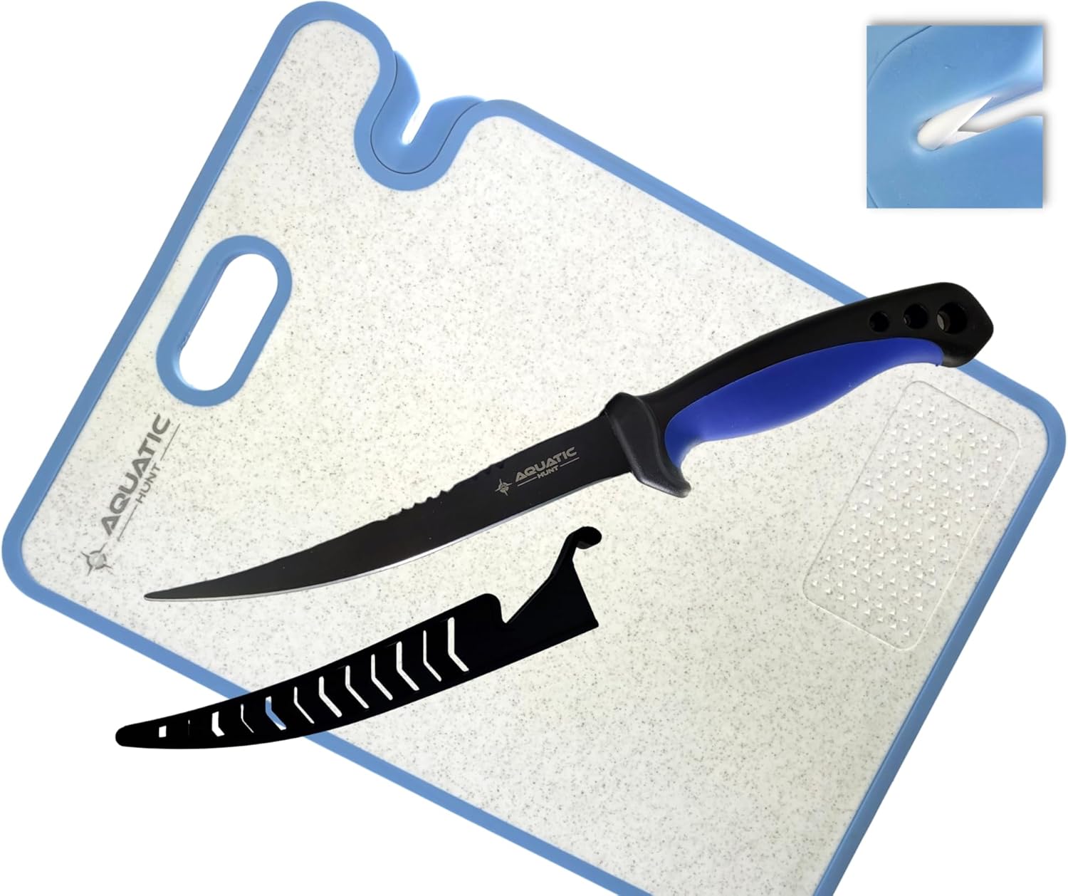 Pro 3-in-1 Set: 6.5” Fish Fillet/Boning Knife - 12” Non-slip Cutting Board - Ceramic Knife Sharpener
