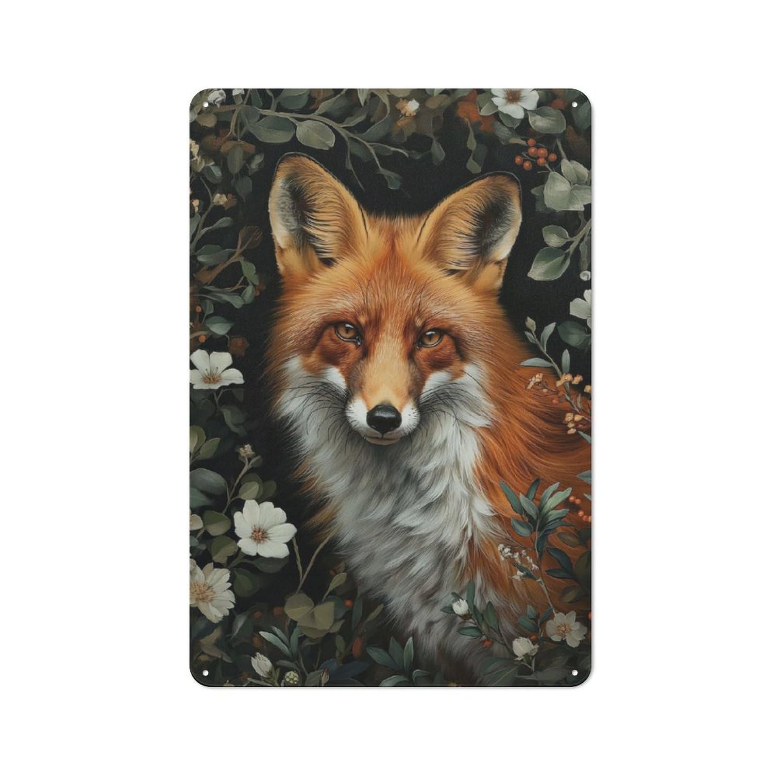 Junmoney Red Fox In The Garden Retro Printed Metal Sign 30X20cm For Garage Or Workshop, For Garage, Workshop And Man Cave Decoration