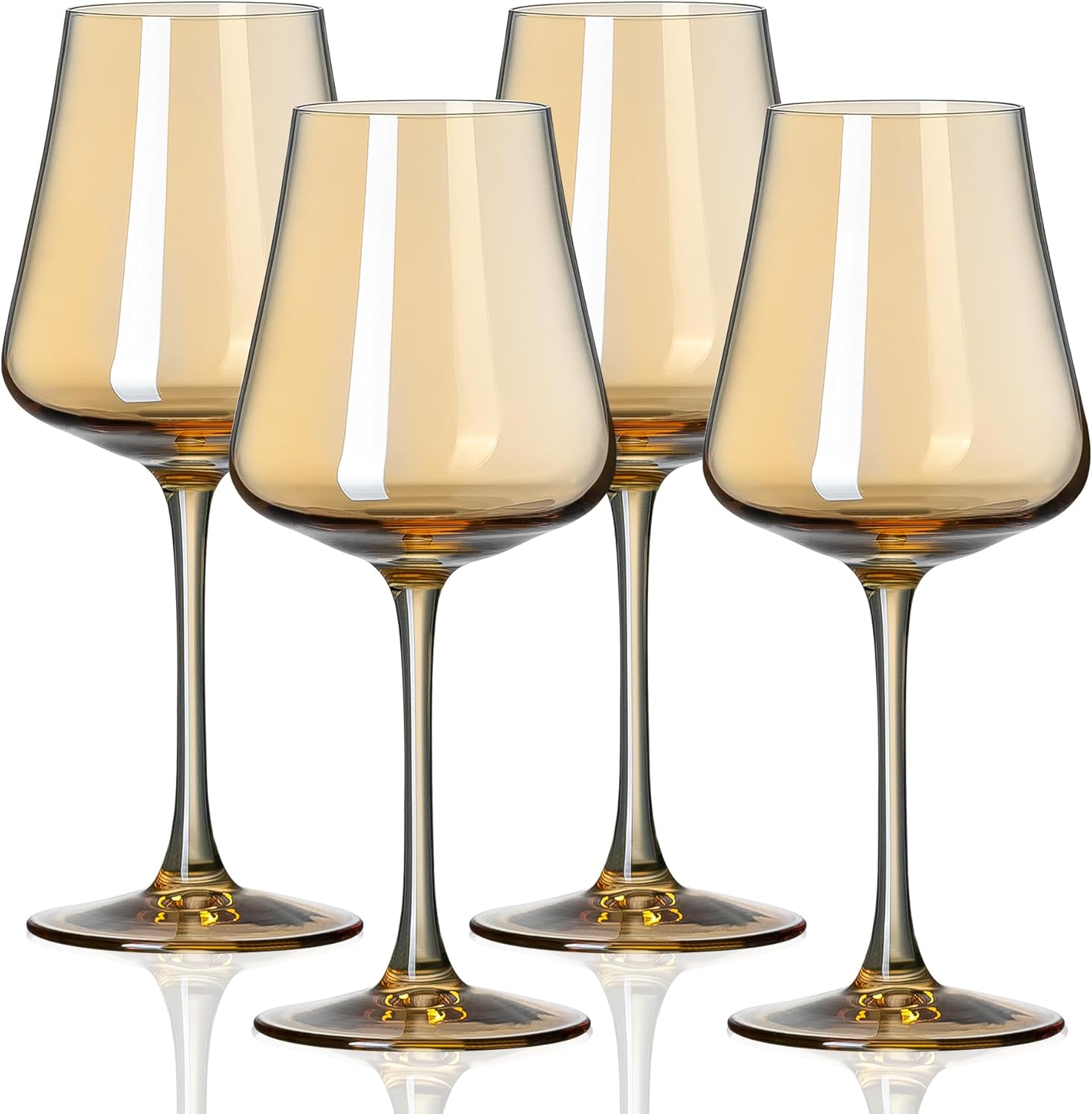 PTSTING Wine Glasses Set of 4 Amber Wine Glass 14oz Glassware for Tasting,Wedding,Anniversary,Christmas, Birthday