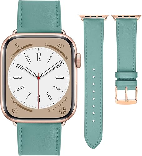 Correas de cuero compatibles con Apple Watch Series para mujeres y hombres, correa de cuero genuino de repuesto para iWatch