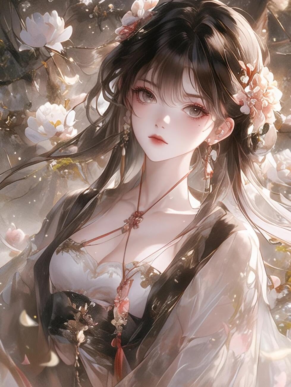 RKFLGEW 14CT Printed Cross Stitch Kits Fantasy Women and Flowers Preprinted Fabric Cross Stitch DIY Art Needlecrafts Embroidery Kits for Adults Beginners 40x50cm