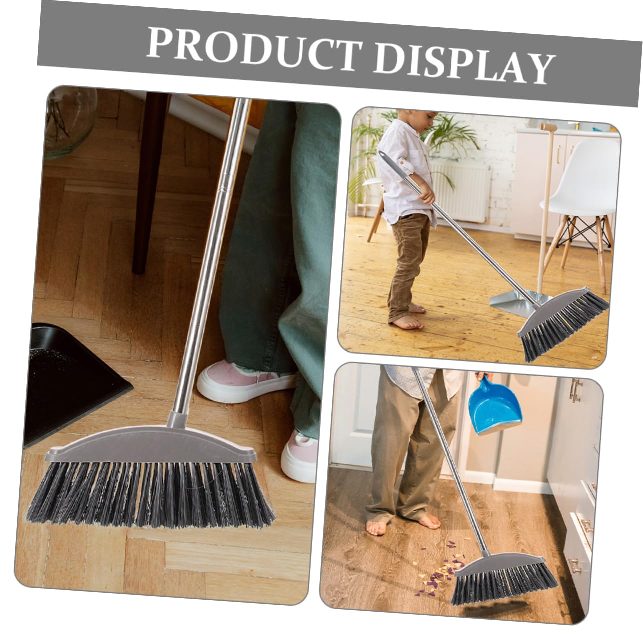 CIYODO Large Hard Broom Combination Metal Handle Broom Dustpan Set Room Cleaning Broom Household Cleaning Supply