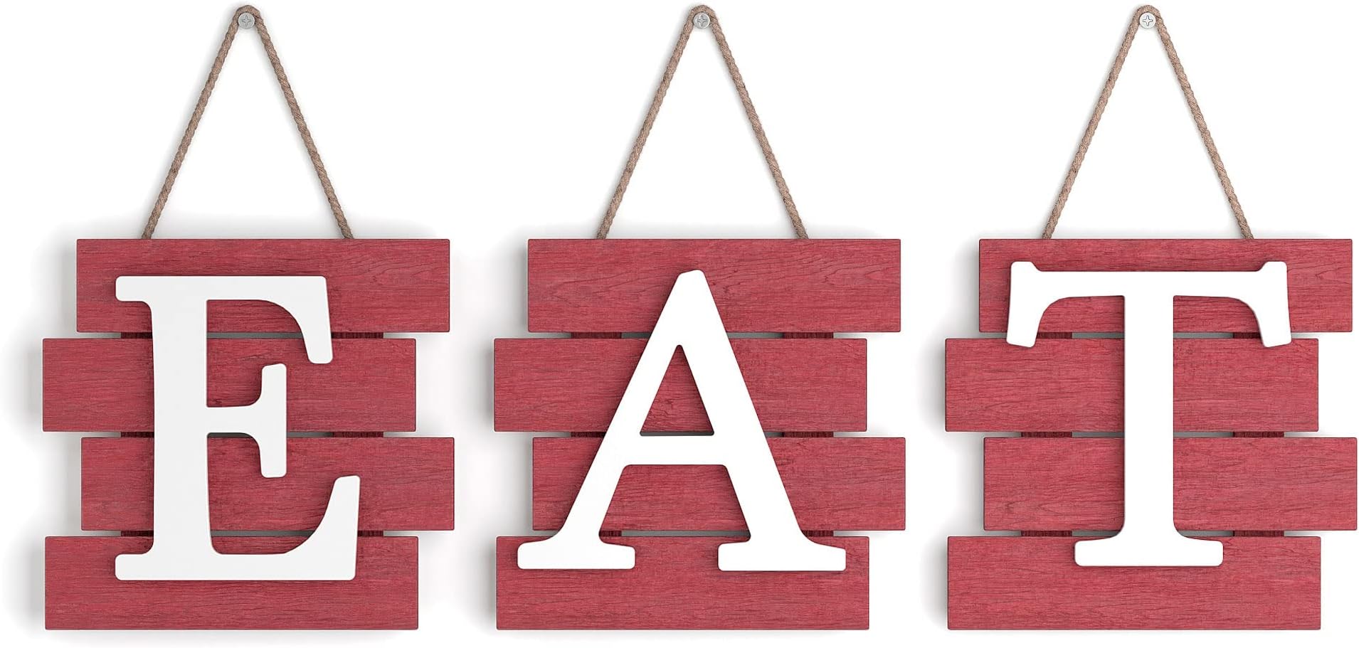 Barnyard Designs Eat Sign Kitchen Wall Decor, Rustic Farmhouse Kitchen Decor and Accessories, Farm Rustic Kitchen Decor, Dining Room Wood Decor Decorations, Kitchen Wall Art, Red/White, 24x8\