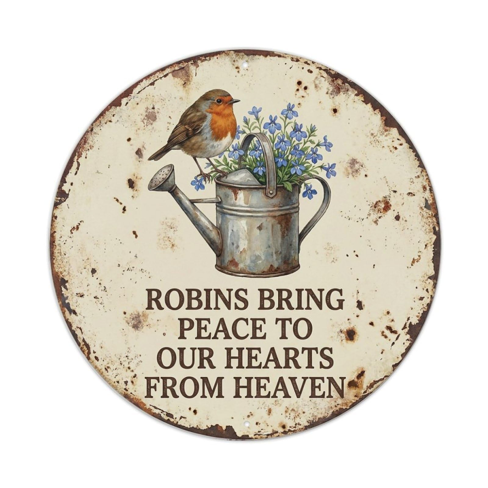 Tgrcjimh Style. Vintage Robin Bird Garden Quote Peace Metal Tin Sign