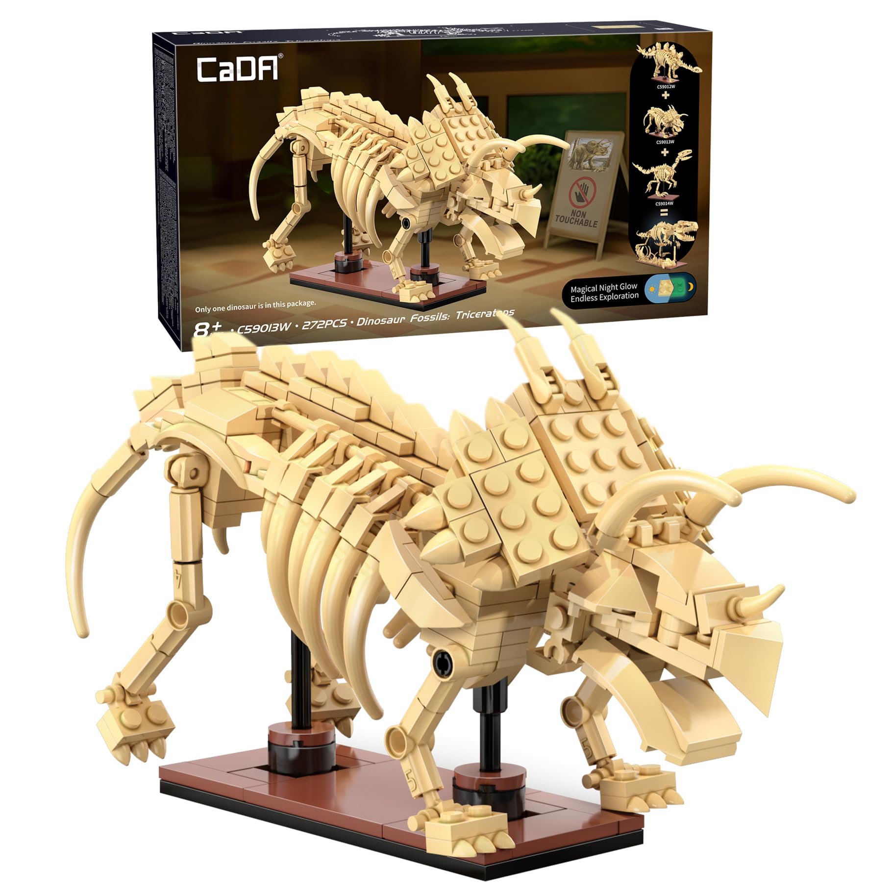 CaDA Triceratops Skeleton Display Dinosaur Fossils - 272 Pieces - Self-Build Brick Building Block Model C59013W