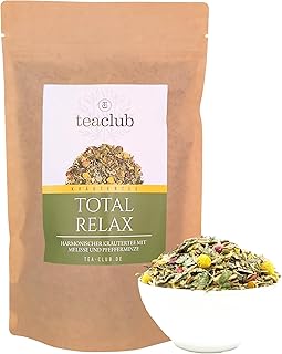 Total Relax Basischer Kräutertee Lose 100g, Kräuter Tee Mischung mit Minze Melisse Kamille Lavendel, TeaClub Herbal Tea