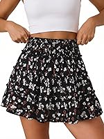 NIMIN Women's Flowy Skorts 2026: Cute Floral Boho Ruffle High Waist Mini Skirt with Built-in Shorts