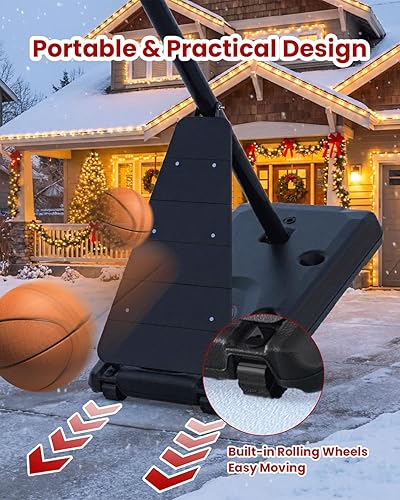 Miniatura 6 de IGL Aro de baloncesto para exteriores con tablero trasero inastillable de 52 pulgadas, aro de baloncesto portátil de 10 pies de altura para