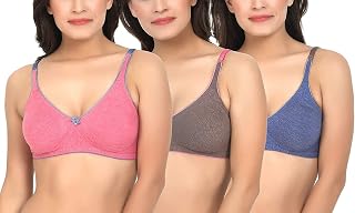 Imsa Moda Women's Cotton Non-Padded Non-Wired Regular Bra (Pack of 3) Price In India