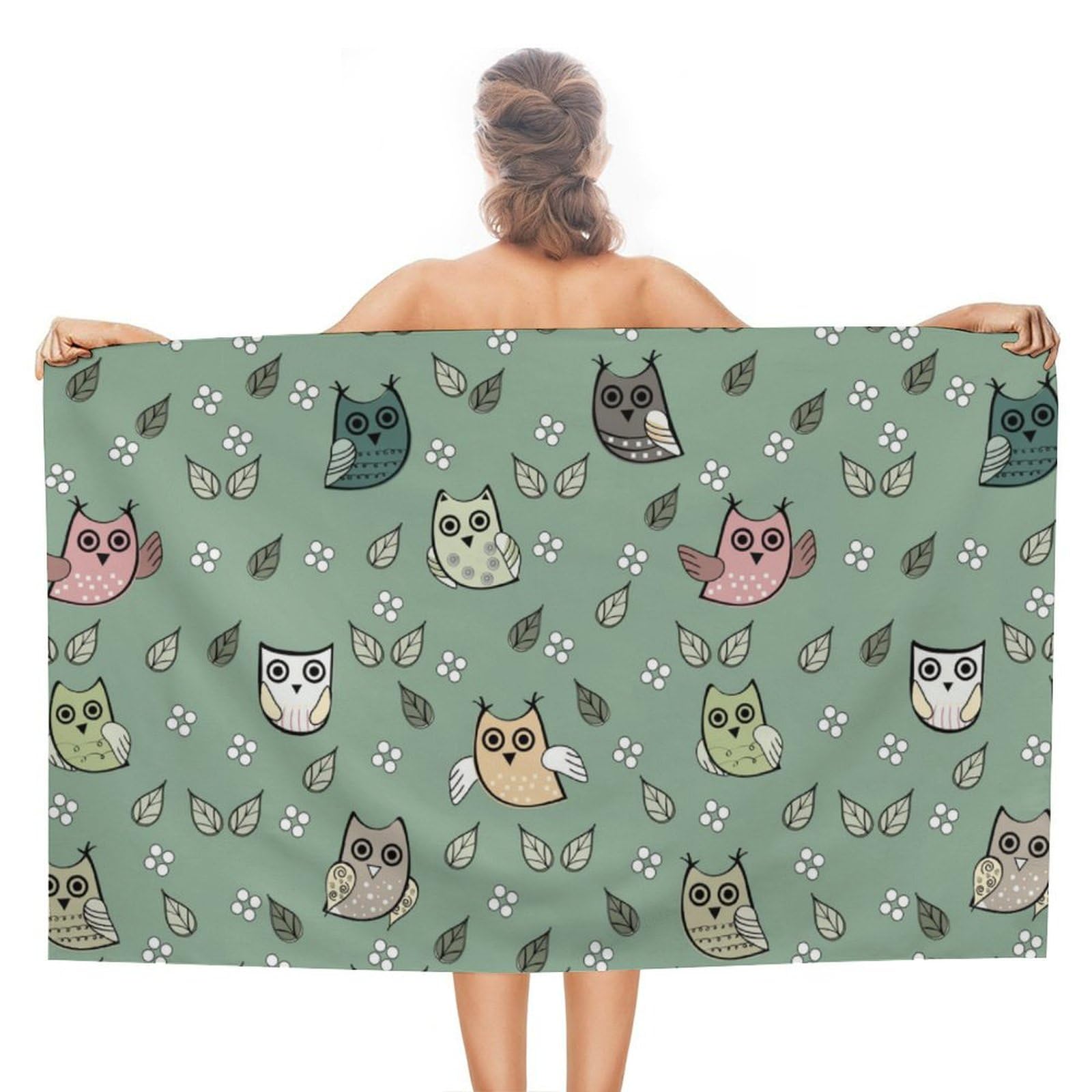 LEDFCVSU Beach Towel, Owl Animal Bath Towel, Absorbent Towel for Swimming, Sports, Travel