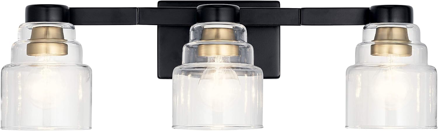 Crazy Deals Kichler Vionnet 24 3 Light Vanity Light with Clear Glass in Black Black Friday - 40% OFF Kichler Vionnet 24 3 Light Vanity Light with Clear Glass in Black