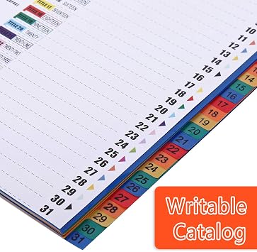 A4 Plastic File Dividers 31-Part Index 1-31 (5 Pack) A4 Subject Dividers with Reinforced 11-Holes & Content List, Multi-Colour Pre-Printed Number Dividers Index Tabs