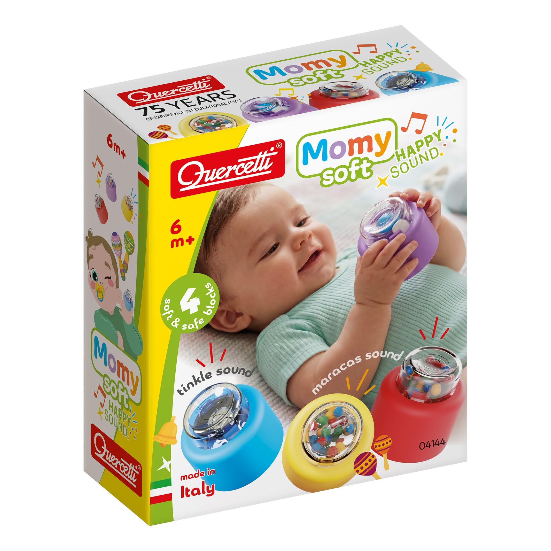 Quercetti Costruzioni Morbide per Bambini 4 Pcs 6-36 Mesi Giochi Bambini 6 Mesi Giochi Sensoriali 1 Anno Regalo Bimba 1 Anno Igienici e Lavabili