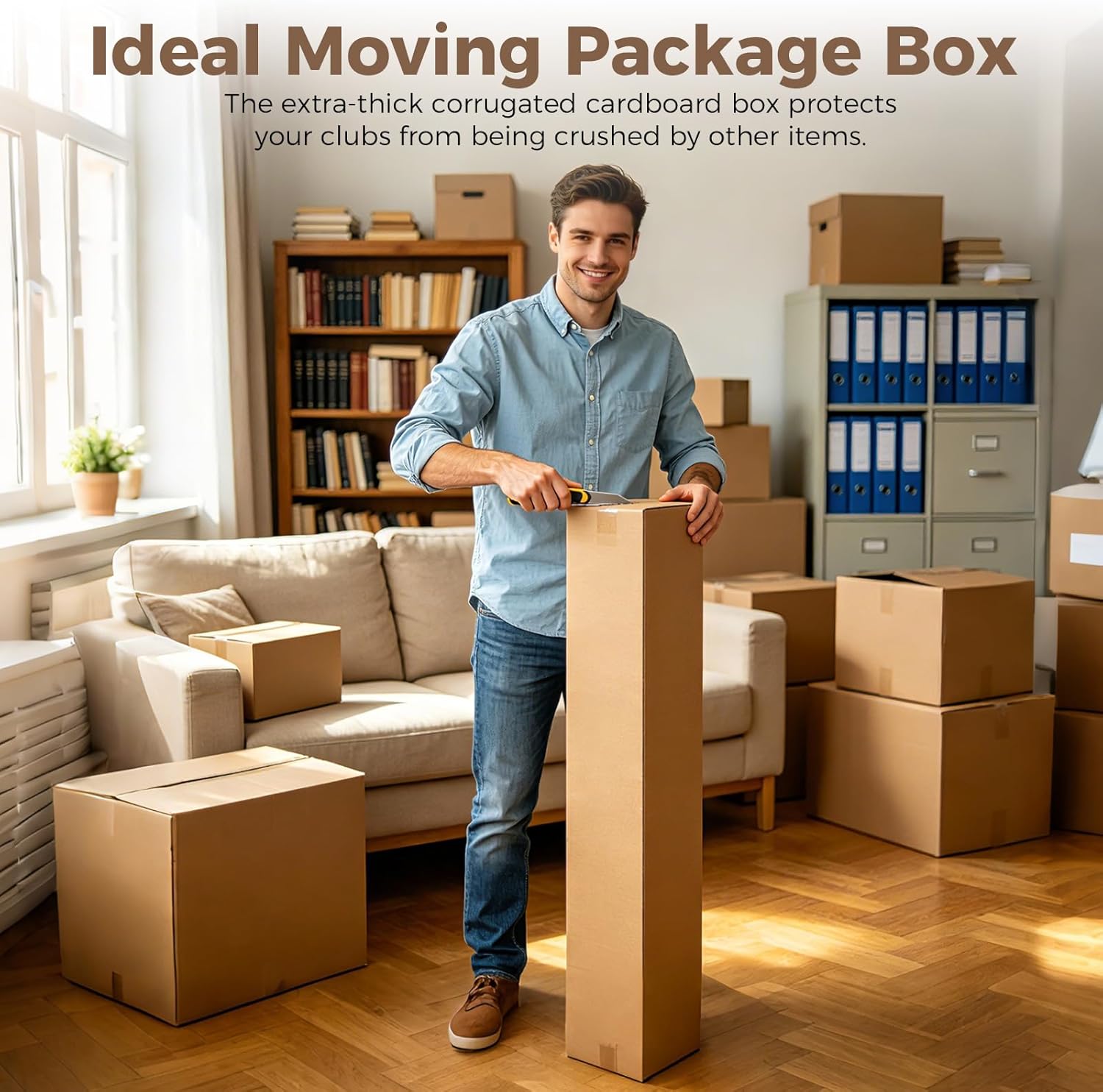 5 Pack Golf Club Shipping Boxes, 48x4x4 Inch Tall Corrugated Cardboard Golf Club Box for Shipping, Packaging, Moving, Mailing