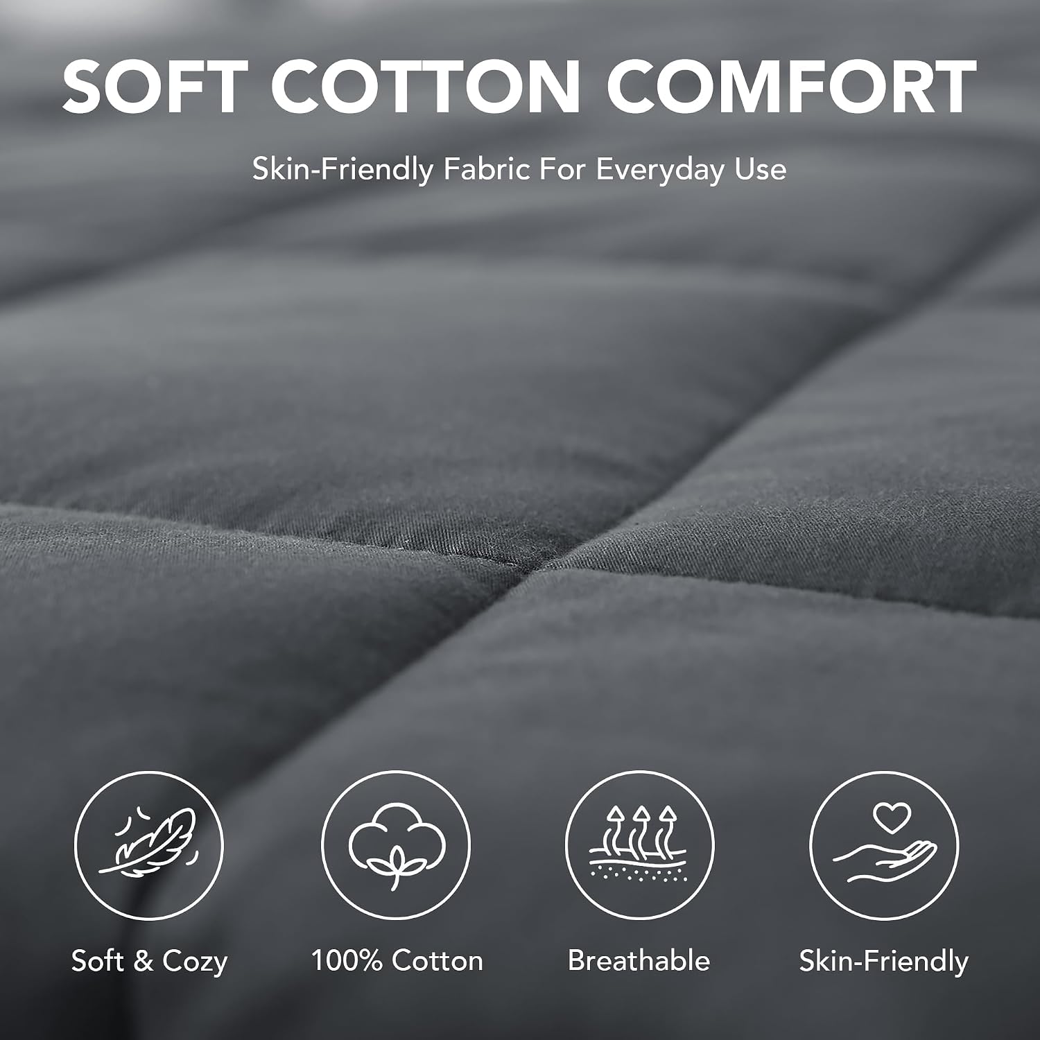 Deconovo Weighted Blanket for Adults, 100% Cotton Heavy Blanket with Premium Glass Beads, Quilted Cooling Weighted Blankets for All Seasons, Breathable Sensory Blanket for Deep Sleep, Dark Gray