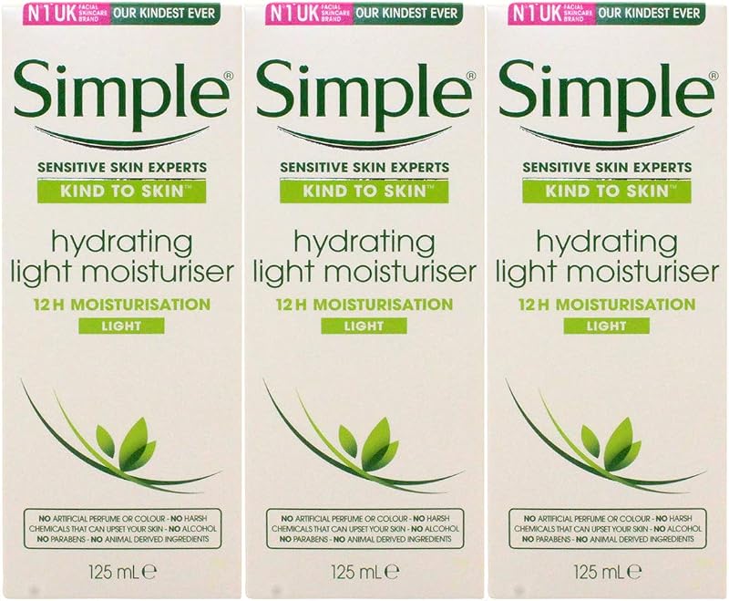Hidratante facial Simple com pró-vitamina B5 e vitamina E, Pacote com 3 de 120 mL