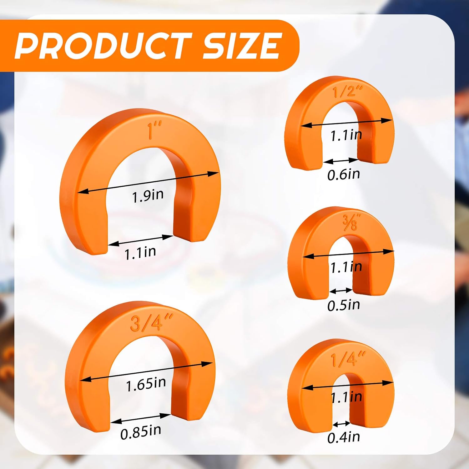 Hotop 5-piece Disconnect Clip Tool Set - Push-fit Fitting Removal Tools for Easy Disconnection, Includes 5 Sizes 1/4, 3/8, 1/2, 3/4, and 1 Inch(Orange)