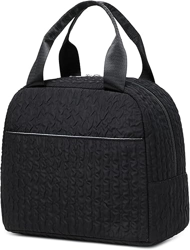 Octsky Linda lonchera para mujeres, adultos, hombres, de gran capacidad, aislada, para el trabajo, viajes, oficina, color negro