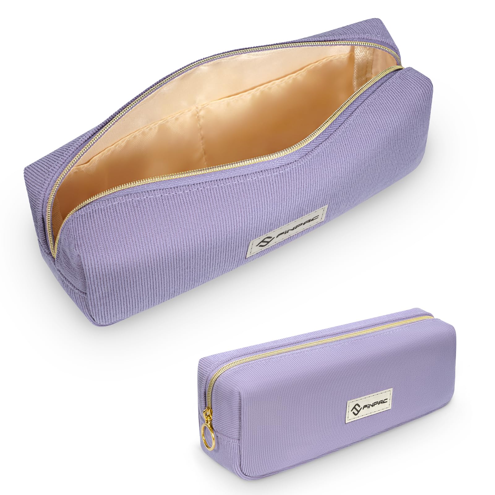 FINPAC Corduroy Pencil Case, Large Capacity School Pencil Case