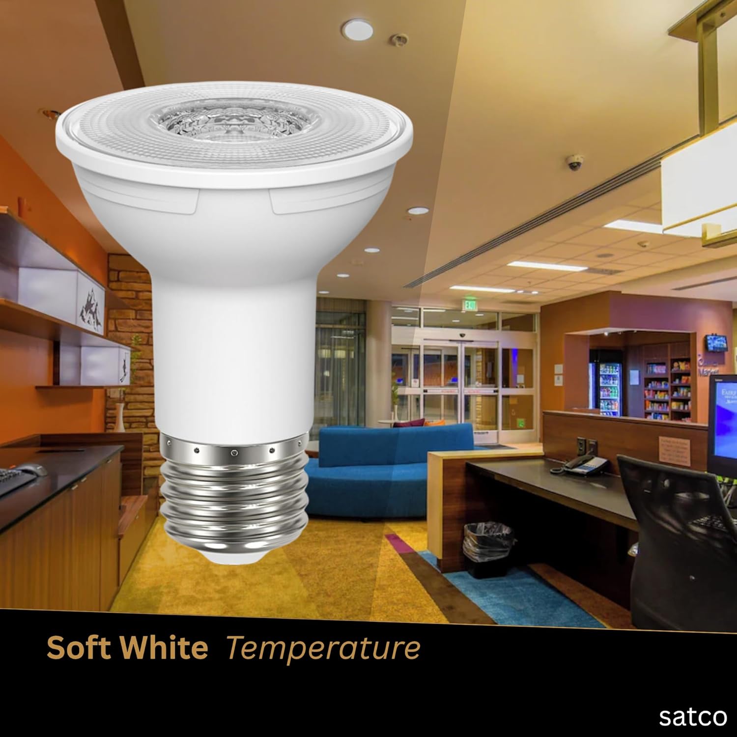 Satco LED PAR20 Lamp 5.5W 50W Equivalent 3000K Soft White 90+ CRI 40° Beam Angle Dimmable Medium Base 120V Clear Finish – Part S22210 (24 Pack)