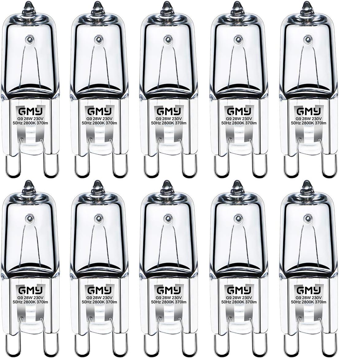 GMY G9 Halogen Bulbs 28W (29W) 230V 320Lm 2800K Warm White Dimmable Light Bulb for Ceiling Light 10 Pack